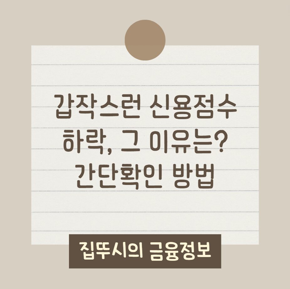 갑작스런 신용점수 하락? 그 이유는? 간단확인 방법